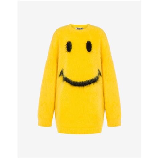 Moschino - abito in mohair garzato smiley - giallo