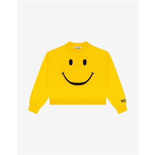 Moschino - pullover in lana smiley® embroidery - giallo