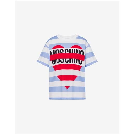 Moschino Jeans - t-shirt in jersey di cotone stampata - blu