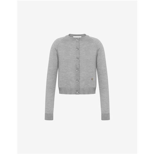 Moschino - cardigan in lana e seta golden m - grigio