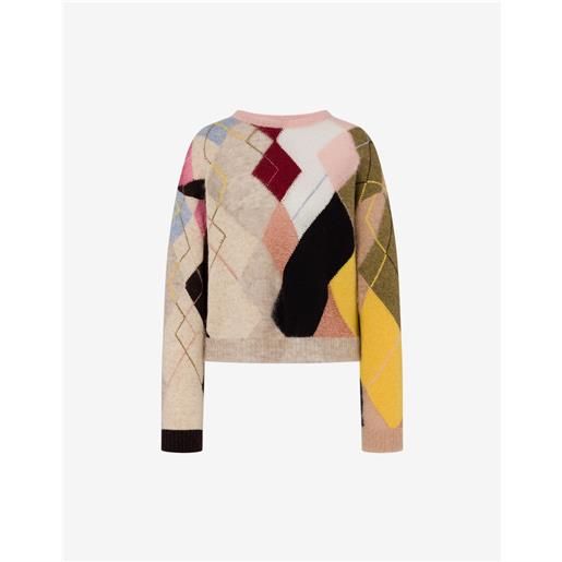 Moschino - pullover in mohair garzato intarsiato - multicolore