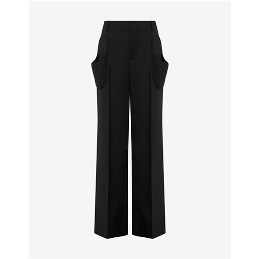 Moschino - pantalone in tela di lana slippers - nero