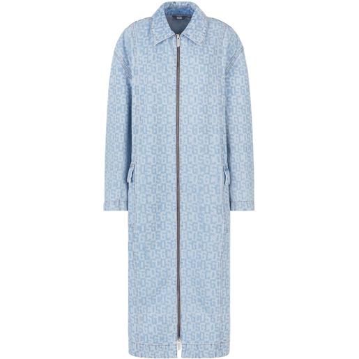 GCDS cappotto denim con logo jacquard - blu