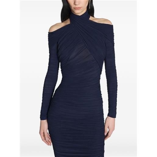 Mugler abito midi drappeggiato - blu