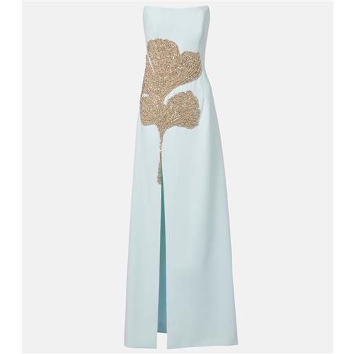 Costarellos abito lungo faranna in crãªpe con cristalli