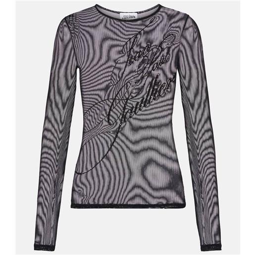 Jean Paul Gaultier top in tulle con paillettes