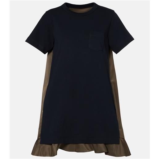 Sacai abito corto in jersey e twill