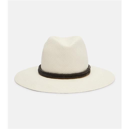 Brunello Cucinelli fedora monili in paglia con pelle