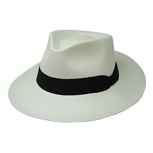 Borges & Scott cappello panama sundowner - bianco con nastro nero - s