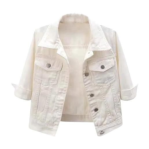 Sunnyuk giacca jeans donna giacca estiva leggero taglie forti giacchetto elegante larghi giacca jeans oversize elasticizzato giubbino jeans comode curvy giubbino corta denim