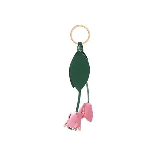 Yzikema portachiavi in pelle con foglia e fiore, in pelle pu, accessorio bohémien, portachiavi portatile con ciondolo per portafoglio da donna, rosa, 6.3 inches