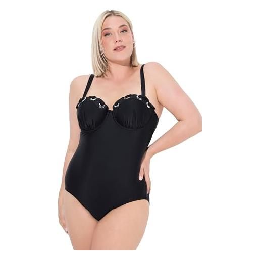 Ulla Popken badeanzug chloe, lacing detail costume intero, nero, 48 donna