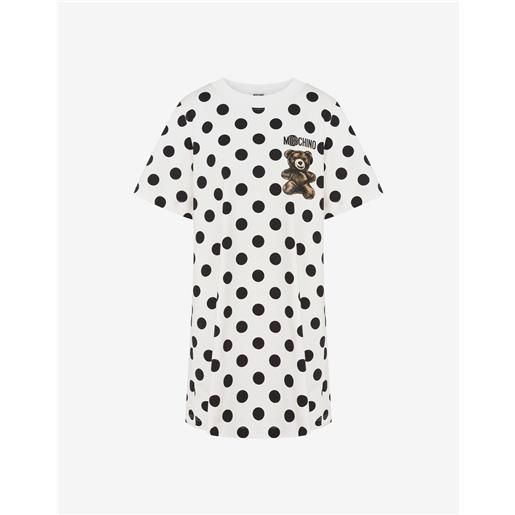 Moschino - abito in cotone pesante stampato Moschino teddy bear - bianco