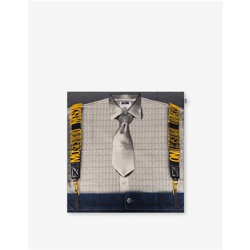 Moschino - foulard in twill di seta stampato - bianco