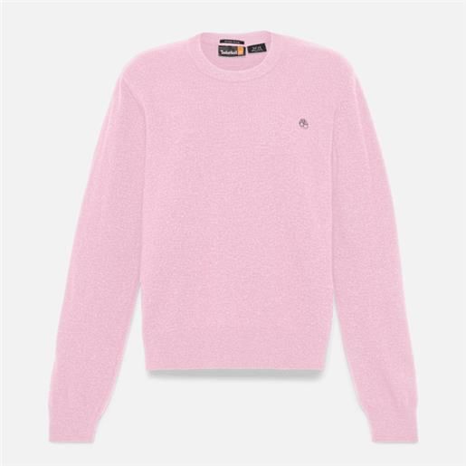 Timberland - maglione girocollo in lana merino da donna in rosa, donna, rosa, taglia: l
