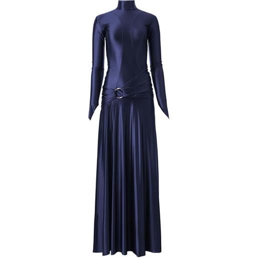 MOOS STUDIO abito lungo ocean whisper a collo alto con dettaglio anello - blu
