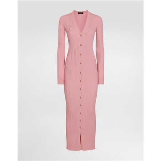 Dolce & Gabbana cardigan lungo in lana a coste