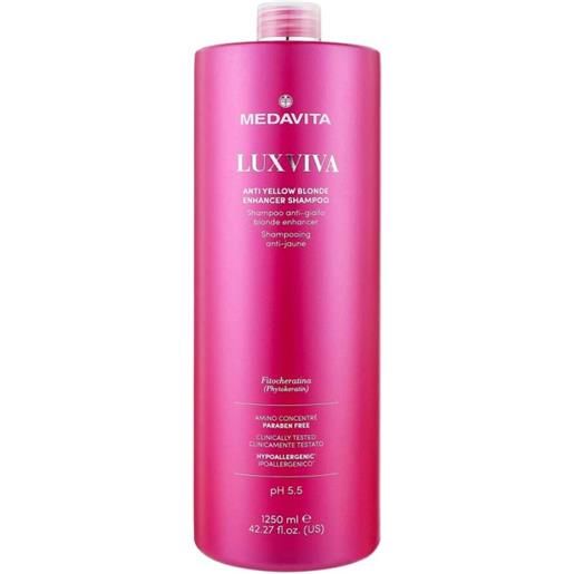 Medavita luxviva anti yellow blonde enhancer shampoo 1250ml - shampoo anti-giallo capelli biondi grigi bianchi