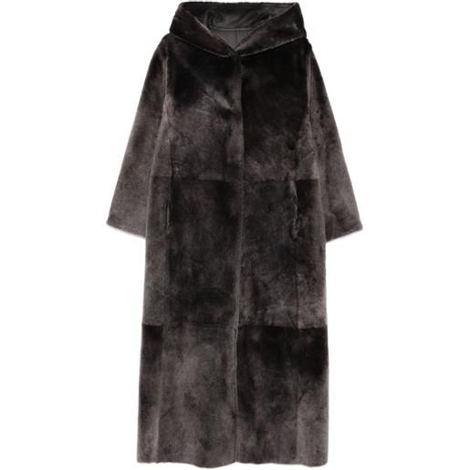 Manzoni 24 cappotto in shearling con cappuccio - grigio
