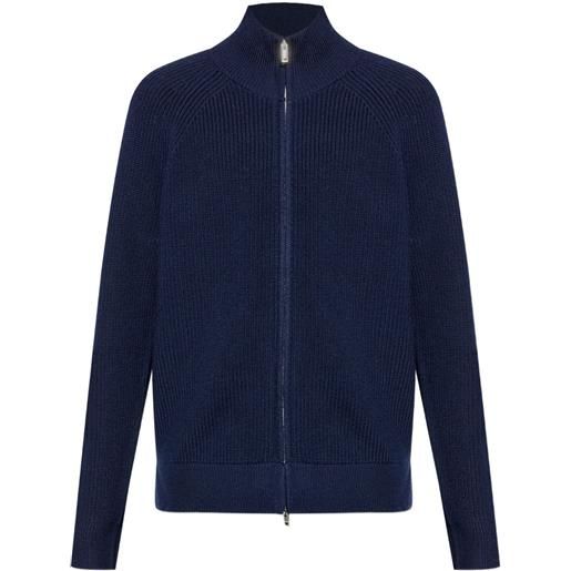 MARANT cardigan a coste con zip - blu