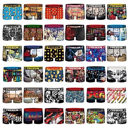 Freegun - confezione da 12 boxer in microfibra da uomo multicolore s
