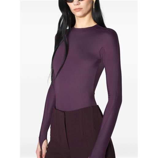 Mugler body con logo goffrato - viola