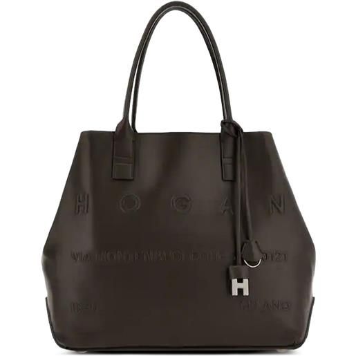 Hogan marsupio in pelle con logo goffrato - marrone