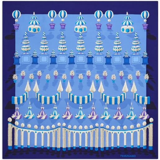 Ferragamo foulard in seta con stampa - blu