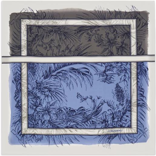 Ferragamo foulard in seta a fiori - blu