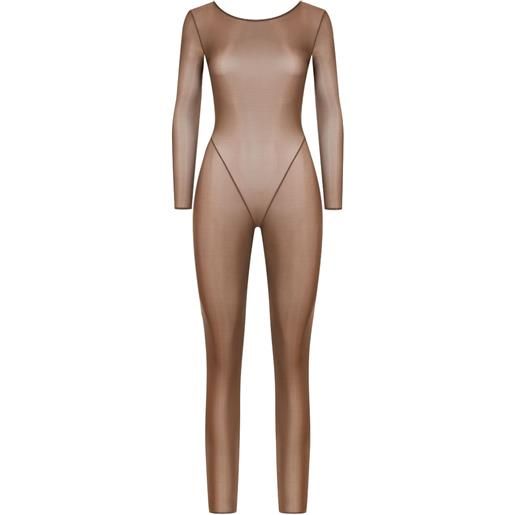 Maison Close tuta intera french kiss light a maniche lunghe - marrone