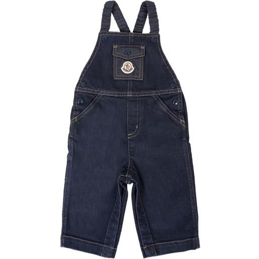 Moncler Enfant salopette denim con spalline incrociate - blu