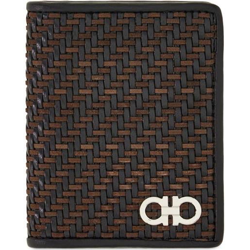 Ferragamo portacarte intrecciato in pelle - marrone