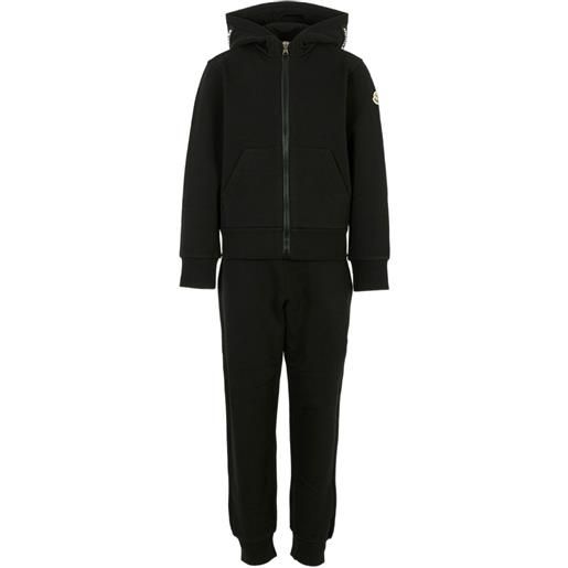 Moncler Enfant tuta sportiva con zip e cappuccio (2 pezzi) - nero