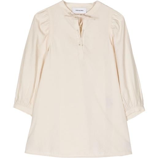 Yves Salomon blusa con nodo - toni neutri
