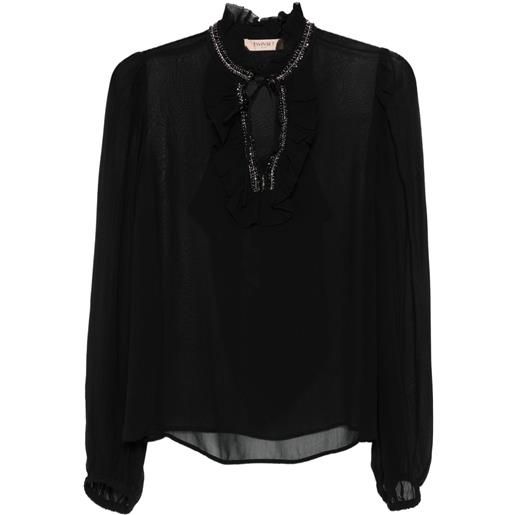 TWINSET blusa con ruches - nero