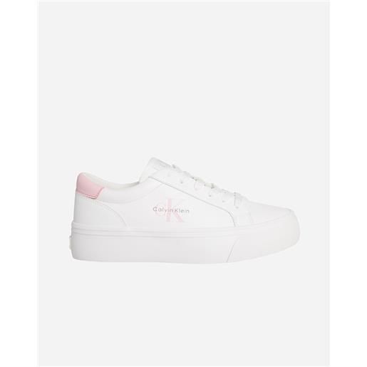 Calvin Klein Jeans vulc flatf leather logo w - scarpe sneakers - donna - bianco
