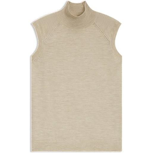 BOSS maglia a collo alto in lana merino, beige chiaro