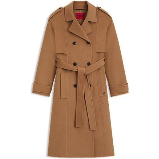 HUGO trench relaxed fit con rivetto con logo scomposto, beige
