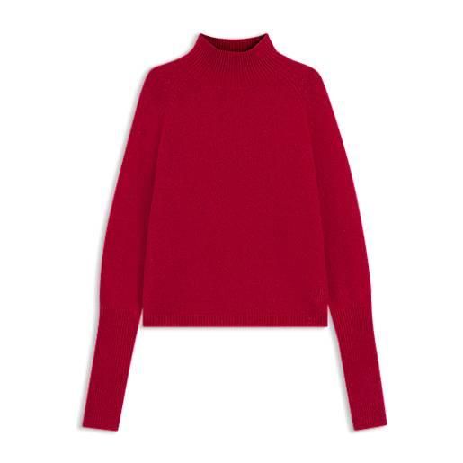 HUGO maglione relaxed fit in misto lana con collo a lupetto, rosso