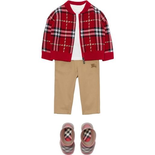 Burberry Kids cardigan a quadri - rosso