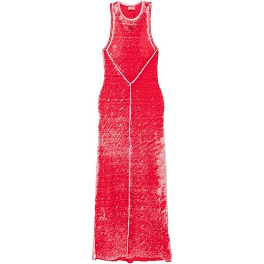 Diesel abito lungo m-rab smanicato - rosso