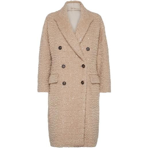 Brunello Cucinelli cappotto con paillettes - toni neutri