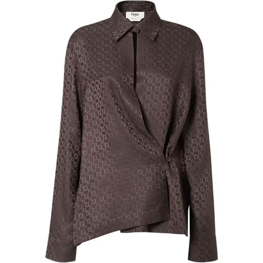 FENDI camicia ff jacquard - marrone
