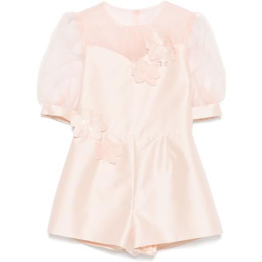 Elisabetta Franchi La Mia Bambina tuta corta con applicazione a fiori - rosa