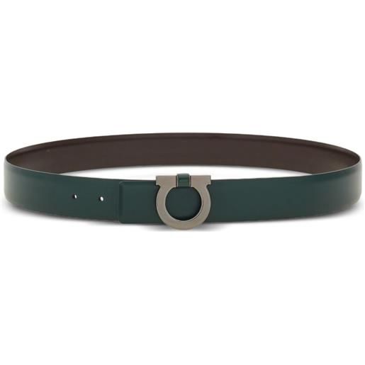Ferragamo cintura reversibile con fibbia gancini - verde