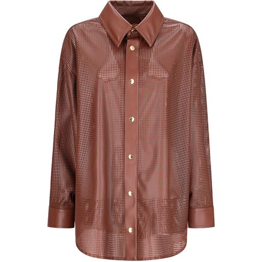 Khrisjoy camicia aura traforata - marrone