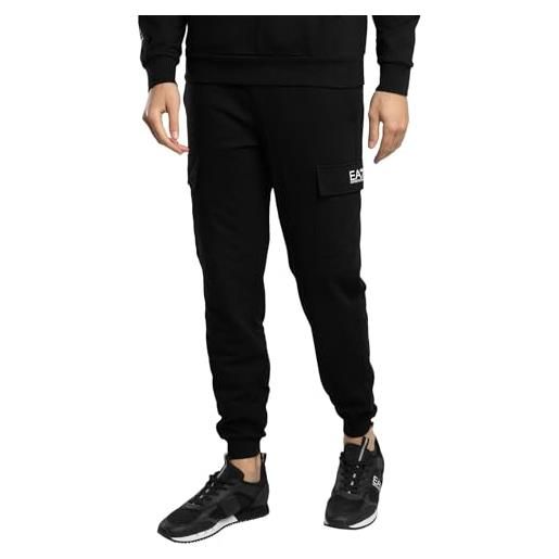 EA7 uomo pantaloni da jogging regolari con logo, black, l