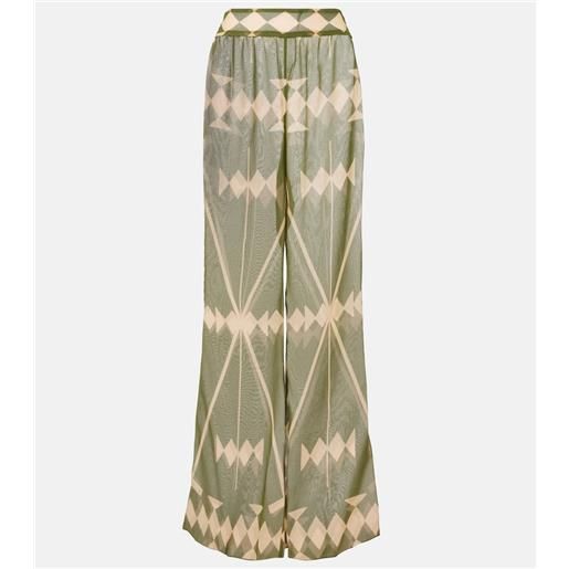 Johanna Ortiz pantaloni a palazzo in chiffon con stampa