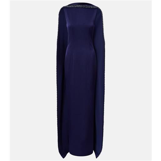 Roland Mouret abito lungo in crãªpe di raso con mantella