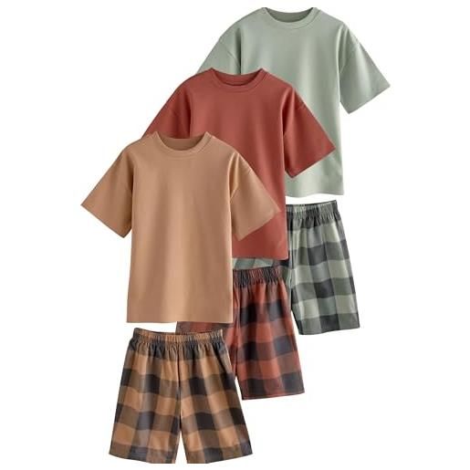 NEXT ragazzo confezione da 3 pigiami corti a quadri green/orange 16 anni